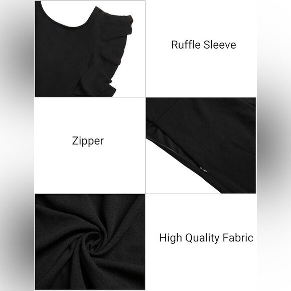 Ruffle Sleeve Wedding Guest Formal Bodycon Mermaid Evening Party Midi Dress - Picture 2 of 15